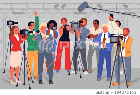 Crowd of journalists and reporters vector illustration 104375155