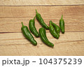夏野菜(ししとう)　木の背景 104375239
