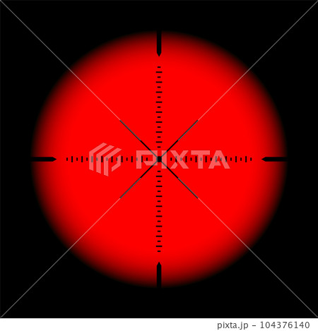 Various weapon thermal infrared sight, sniper rifle optical scope. Hunting gun viewfinder with crosshair. Aim, shooting mark symbol. Military target sign. Game UI element. Vector illustration Various weapon thermal infrared sight, sniper rifle optical scope. Hunting gun viewfinder with crosshair. Aim, shooting mark symbol. Military target sign. Game UI element. Vector illustration 104376140