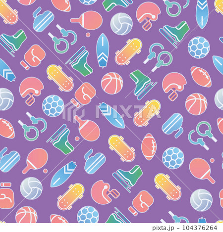Colored seamless pattern background with sport icons Vector 104376264