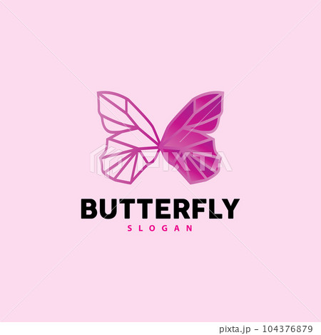 Butterfly Logo Design, Beautiful Flying Animal, Company Brand Icon Illustration, Screen Printing, Salon 104376879