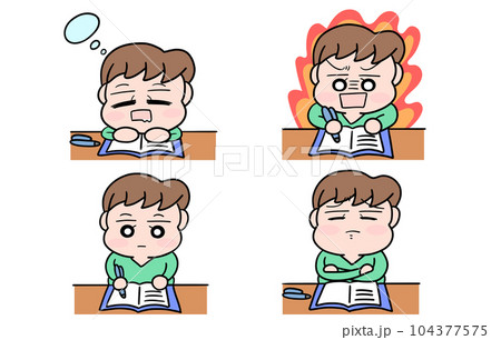 勉強をしている男の子セット 勉強をしている男の子セット 104377575