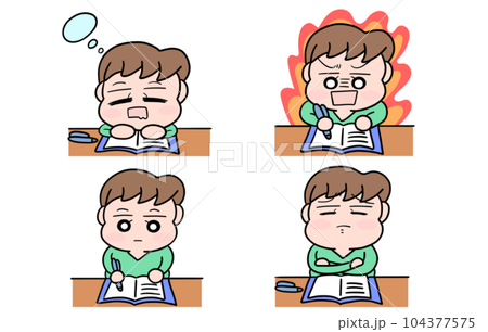 勉強をしている男の子セット 勉強をしている男の子セット 104377575