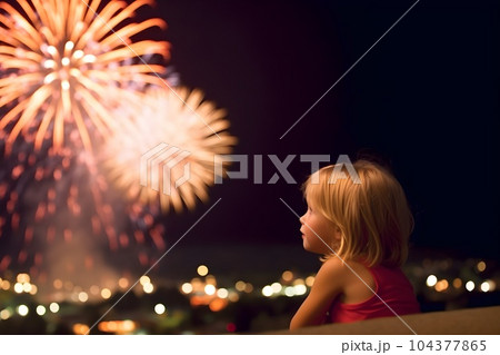 花火を見上げる子供2 AI生成画像 花火を見上げる子供2 AI生成画像 104377865
