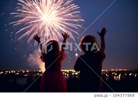 花火を見上げる子供6 AI生成画像 花火を見上げる子供6 AI生成画像 104377869