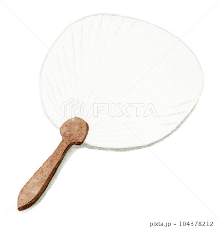 アナログ水彩置いたうちわ白無地 104378212