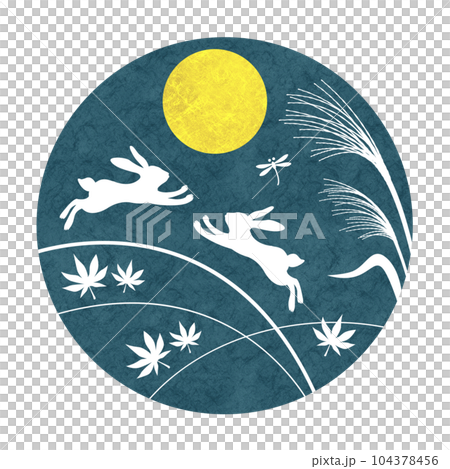 日式賞月剪影插畫秋季標題標題素材 日式賞月剪影插畫秋季標題標題素材 104378456