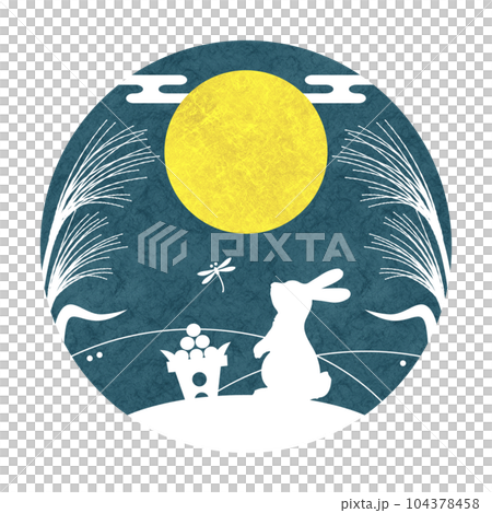 Japanese style silhouette illustration of moon viewing Autumn headline title material Japanese style silhouette illustration of moon viewing Autumn headline title material 104378458