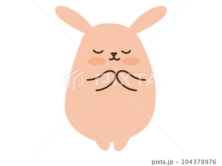 目を閉じたかわいいうさぎ、手を合わせる 目を閉じたかわいいうさぎ、手を合わせる 104378976