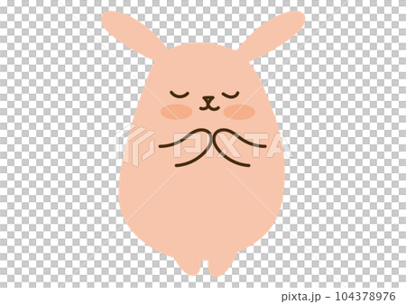 目を閉じたかわいいうさぎ、手を合わせる 目を閉じたかわいいうさぎ、手を合わせる 104378976