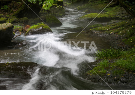新緑のころ立岩水源の風景 104379279