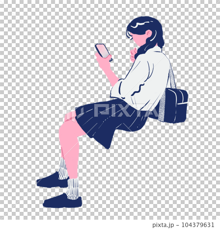 High school girl watching smartphone 104379631