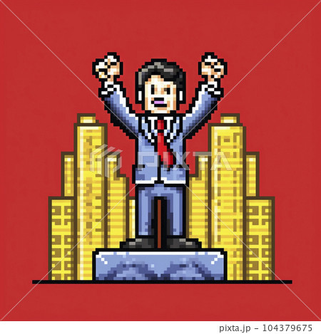 レトロなゲームキャラクターのビジネスマン「AI生成画像」 104379675
