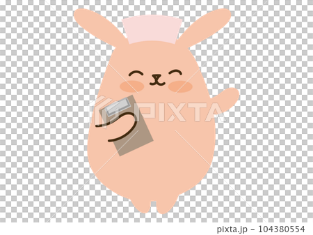 笑顔のかわいいうさぎ、カルテ、ナースキャップ 104380554