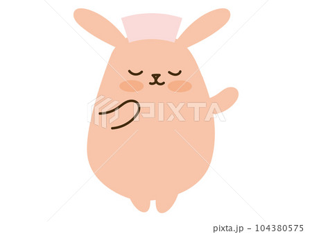 目を閉じたかわいいうさぎ、案内、ナースキャップ 目を閉じたかわいいうさぎ、案内、ナースキャップ 104380575