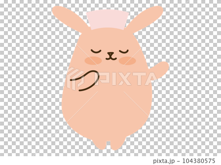 目を閉じたかわいいうさぎ、案内、ナースキャップ 目を閉じたかわいいうさぎ、案内、ナースキャップ 104380575