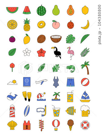 Set of summer objects vector illustration. Set of summer objects vector illustration. 104380800
