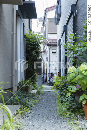 綺麗に整備された住宅の路地 104380906