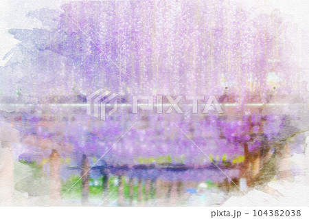 [愛知県]名古屋市名城公園の藤棚の水彩画 104382038