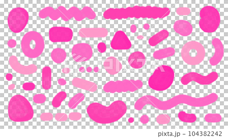 手描きのシンプルでかわいい抽象的な形のセット - 鮮やかなピンク色のパーツ･あしらい 104382242