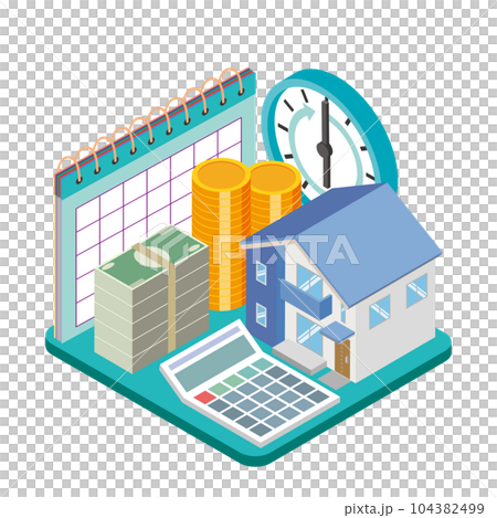 住宅とお金のイラスト 住宅とお金のイラスト 104382499