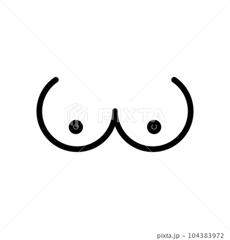 Boobs outline vector icon, female body organ - Stock