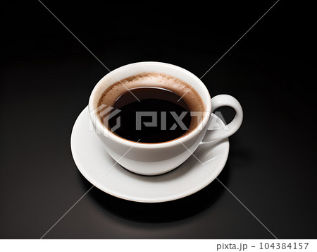 Cup of coffee in empty black background, isolated background, AI Generated. Cup of coffee in empty black background, isolated background, AI Generated. 104384157