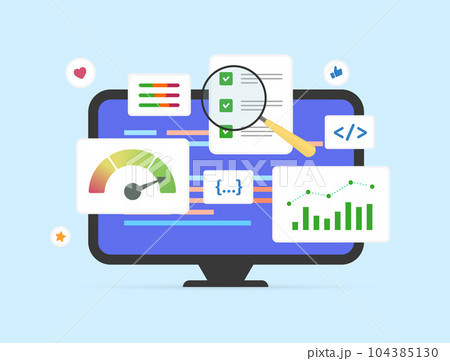 SEO marketing and digital analytics concept. Business data analysis with information dashboard, finance report, and statistics charts. Key performance indicators for SEO and SMM SEO marketing and digital analytics concept. Business data analysis with information dashboard, finance report, and statistics charts. Key performance indicators for SEO and SMM 104385130
