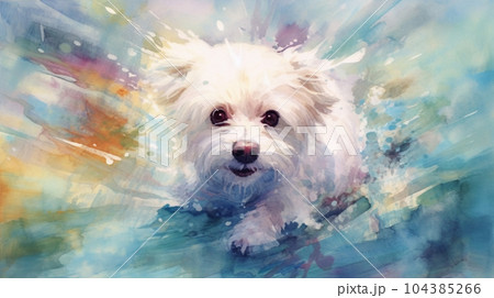 マルチーズの水彩画