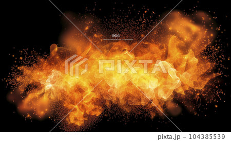 Orange-yellow sparks isolated on a black background. Orange-yellow sparks isolated on a black background. 104385539