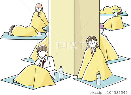 災害時に施設などにとどまる帰宅困難者 災害時に施設などにとどまる帰宅困難者 104385542