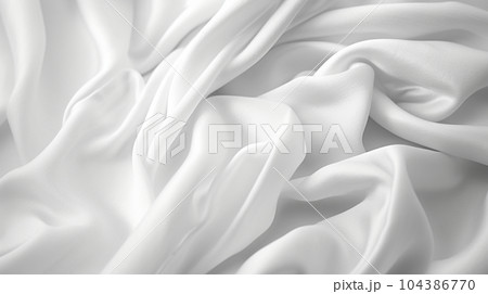しわの寄った白いシルクの背景画像：精緻CG画像