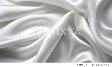 しわの寄った白いシルクの背景画像：精緻CG画像