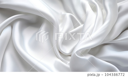 しわの寄った白いシルクの背景画像：精緻CG画像