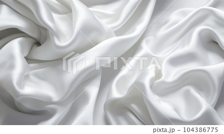しわの寄った白いシルクの背景画像：精緻CG画像
