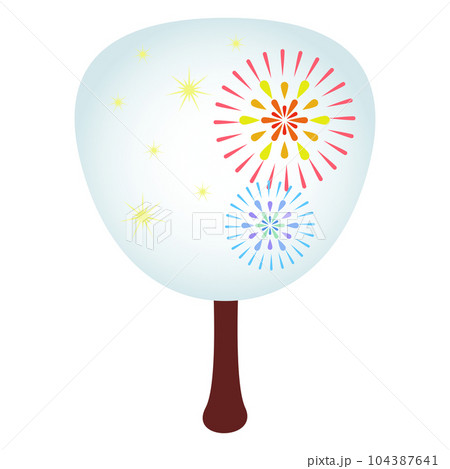 花火柄のうちわ_夏素材挿絵 花火柄のうちわ_夏素材挿絵 104387641