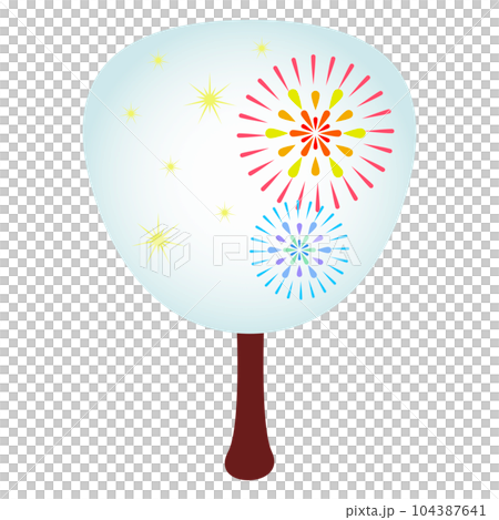 花火柄のうちわ_夏素材挿絵 花火柄のうちわ_夏素材挿絵 104387641