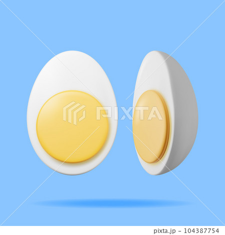 3D Boiled Eggs Cut into Half 104387754