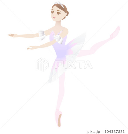 ダンサーのイラスト_バレエ「ドン・キホーテ」夢の場でドルシネア姫を踊るバレリーナのイメージ 104387821