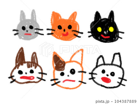 子どもの落書きみたいな猫セット 104387889