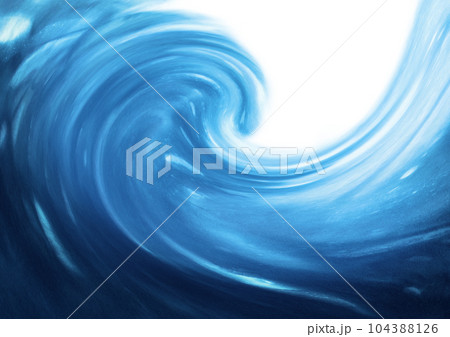 水彩の滲みで描いた、ブレイクするビッグウエーブ 水彩の滲みで描いた、ブレイクするビッグウエーブ 104388126