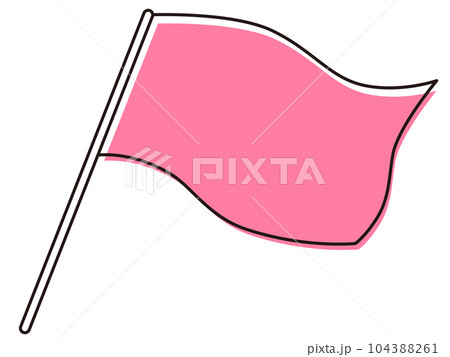 シンプルで使いやすい風にたなびく大きな旗　ピンク色 104388261