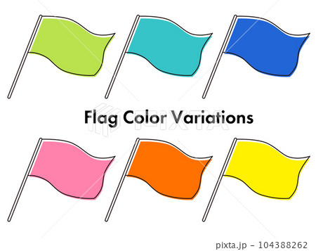 シンプルで使いやすい風にたなびく大きな旗　カラーバリエーション 104388262