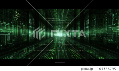 電脳世界に飛び込むイメージの背景画像：精緻CG画像