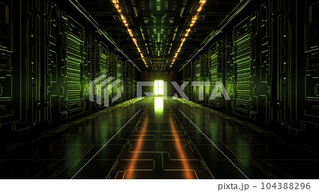 電脳世界に飛び込むイメージの背景画像：精緻CG画像