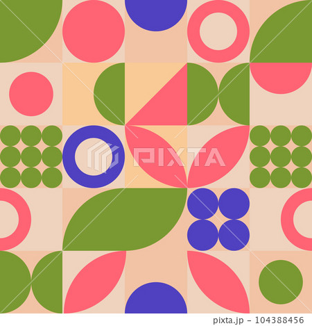 Geometric mosaic, bauhaus pattern. Modern geometry figure, shape and elements. Scandinavian. Geometric mosaic, bauhaus pattern. Modern geometry figure, shape and elements. Scandinavian. 104388456