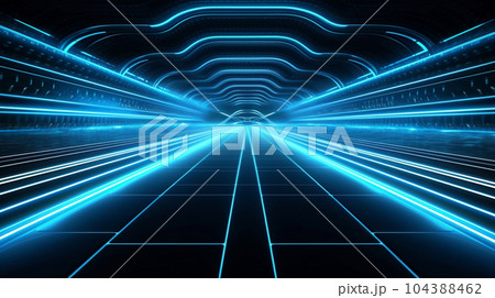 電脳世界でレースをしているイメージ背景画像：精緻CG画像