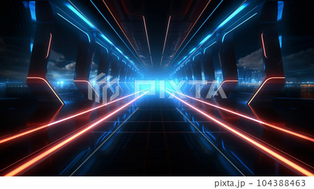 電脳世界でレースをしているイメージ背景画像：精緻CG画像