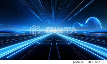 電脳世界でレースをしているイメージ背景画像：精緻CG画像