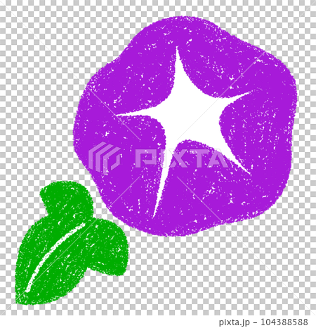 クレヨン素材　手描きの朝顔 104388588